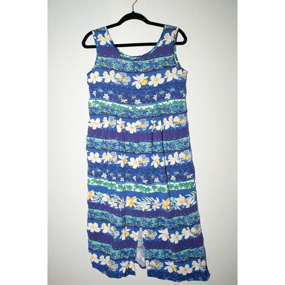 Vintage Jams World M womens dress blue floral tropical - Picture 2 of 5